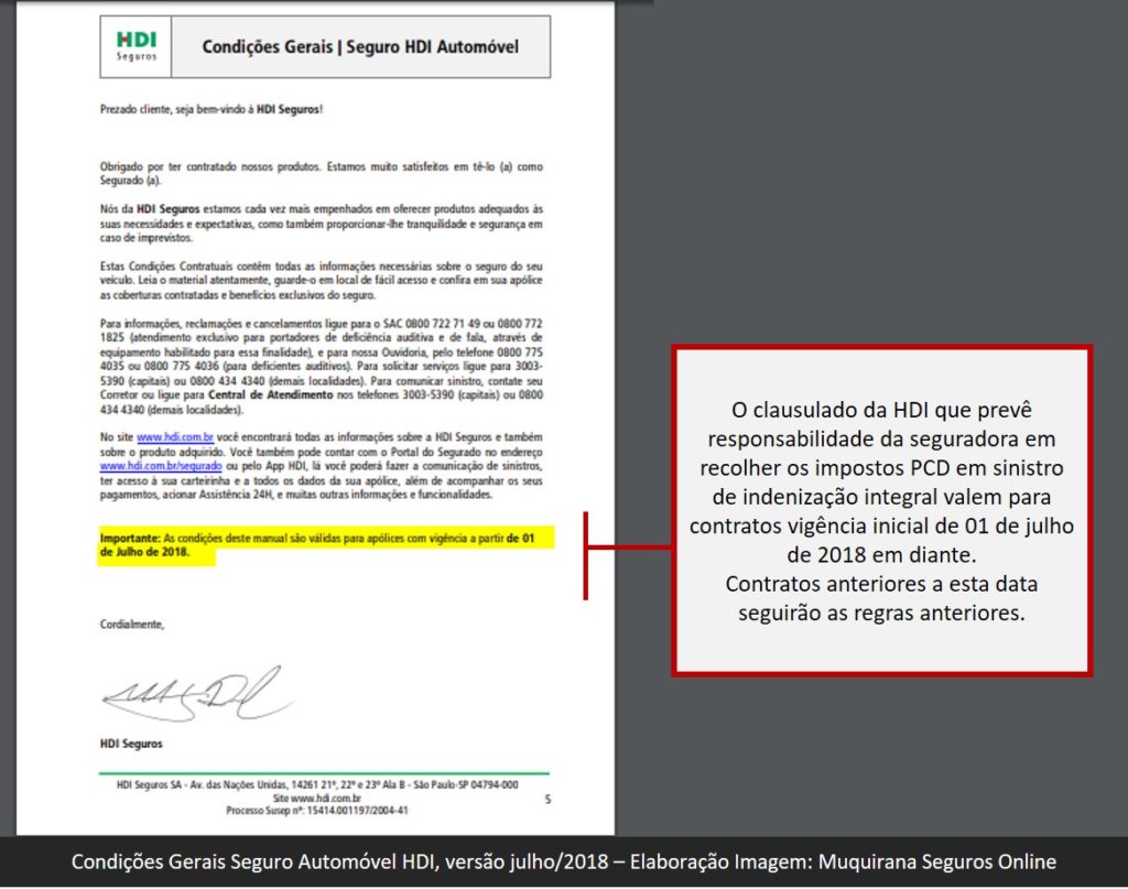 Imagem 2 &ndash; In&iacute;cio do novo clausulado do seguro de autom&oacute;vel HDI, vers&atilde;o julho/2018